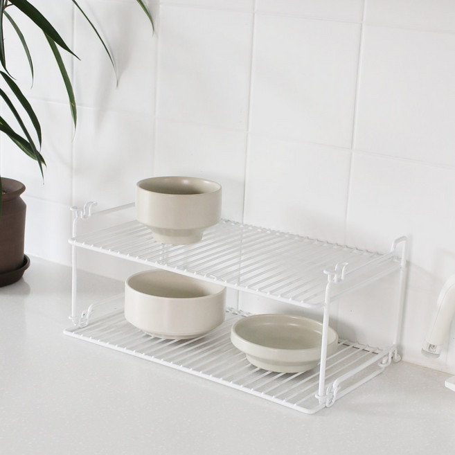 다용도 블록 철제주방선반 + 바닥판 세트, 화이트, 1세트