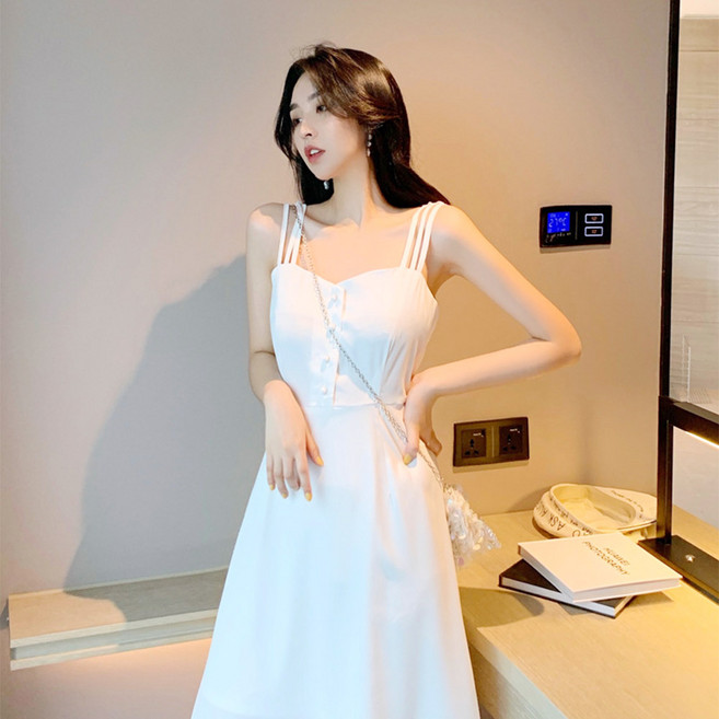 Elsso 胸衣3rd線A字洋裝, 白色