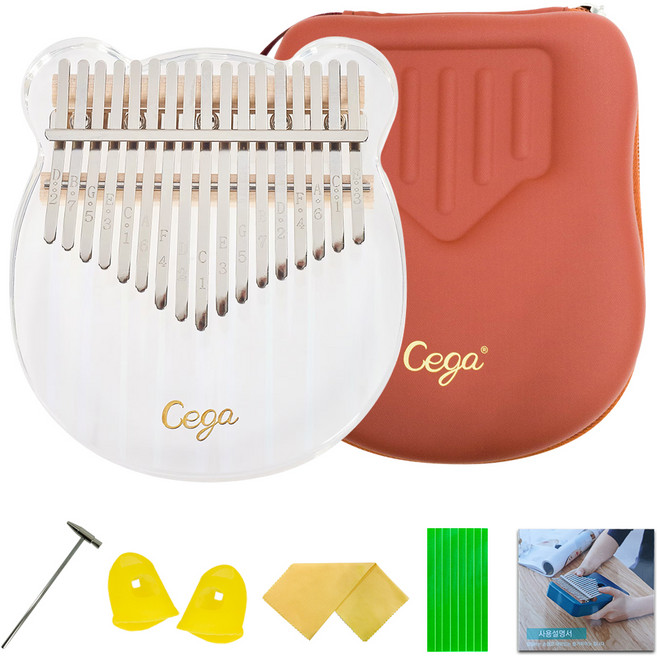 Cega 곰돌이 아크릴 투명 17음계 칼림바 + 하드케이스 세트 CBC40, 단품, 1세트