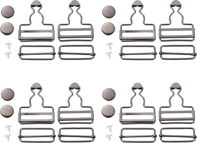 코오미 멜빵고리 길이조절 고리 단추 세트 5W782, 4세트, 흑니켈