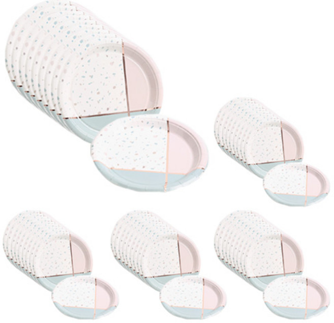 감성 파티접시 스노우핑크 18cm, 10개, 5세트