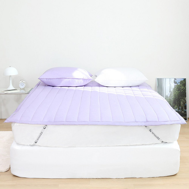 스누즈 클래식 순면 60수 워싱 고정밴딩 침대패드, 바이올렛