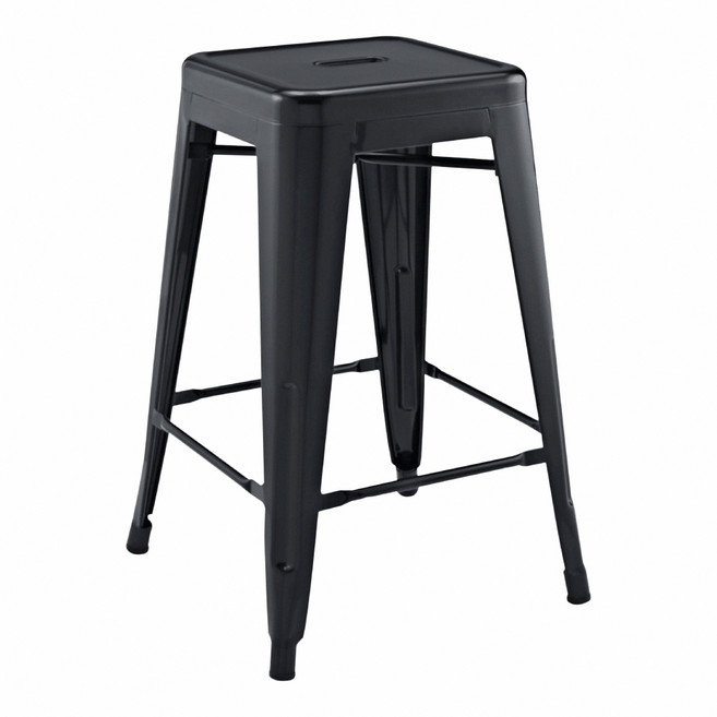 E-home Vali瓦力工業風可堆疊金屬吧檯椅 40 x 40 x 61cm NKC004C-blk, 黑色, 1個