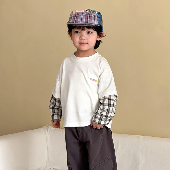 스타빈 포인트단추 레이어드 긴팔티