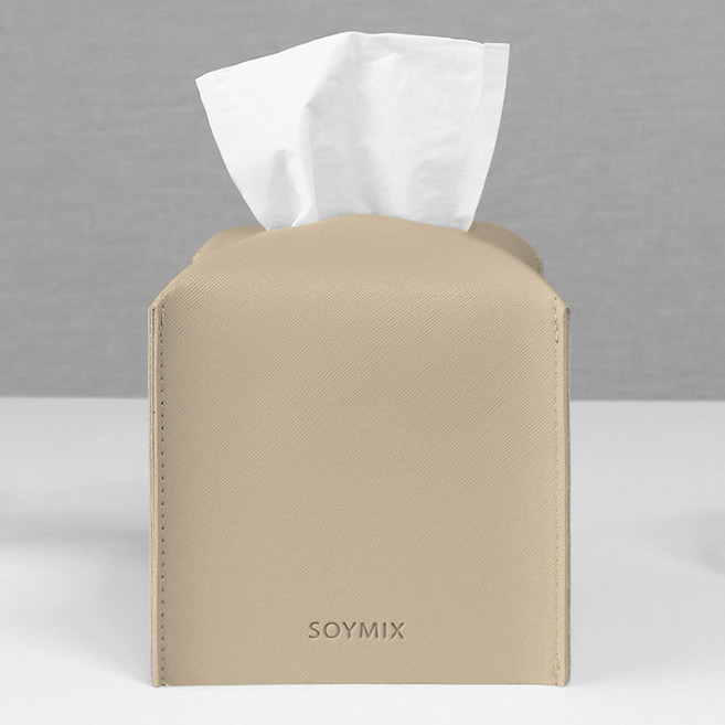 소이믹스 사피아노 가죽 호텔 룸 미니 티슈 케이스 커버, 샌드베이지
