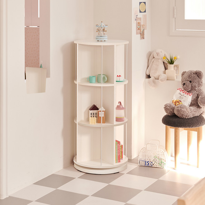 비앙스 보니 원형 회전책장, 화이트, 3단