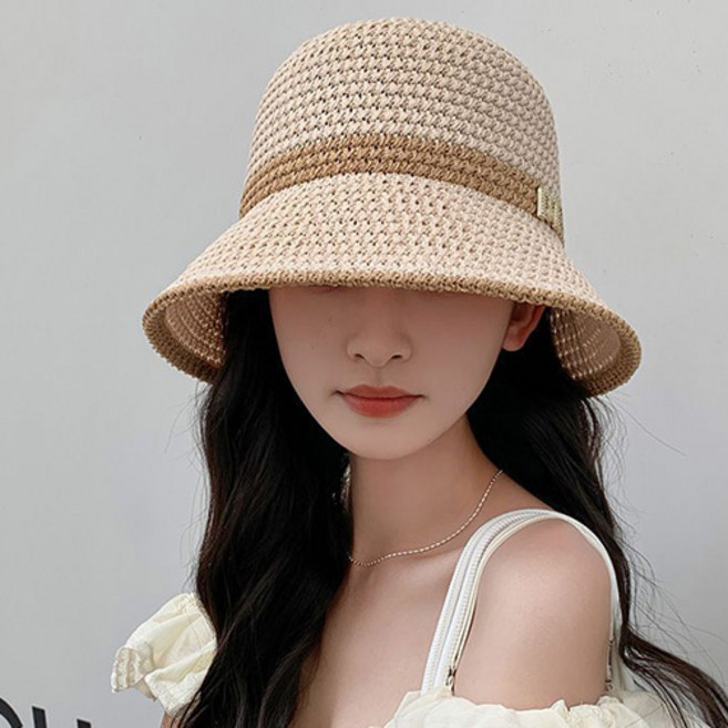데일리 와이드 배색 버킷햇