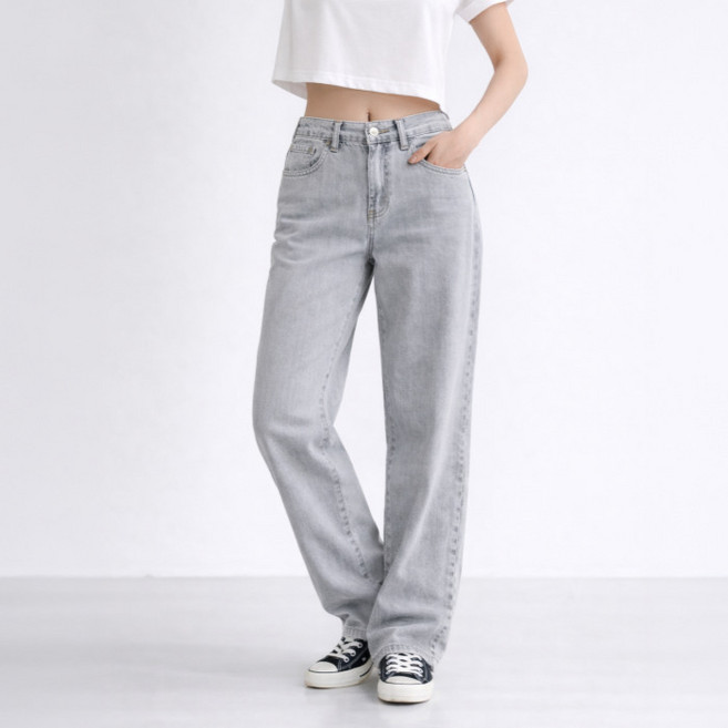 라라온 여성용 롱/기본/숏 기장 워싱 스트레이트 데님 팬츠 26TSP3881