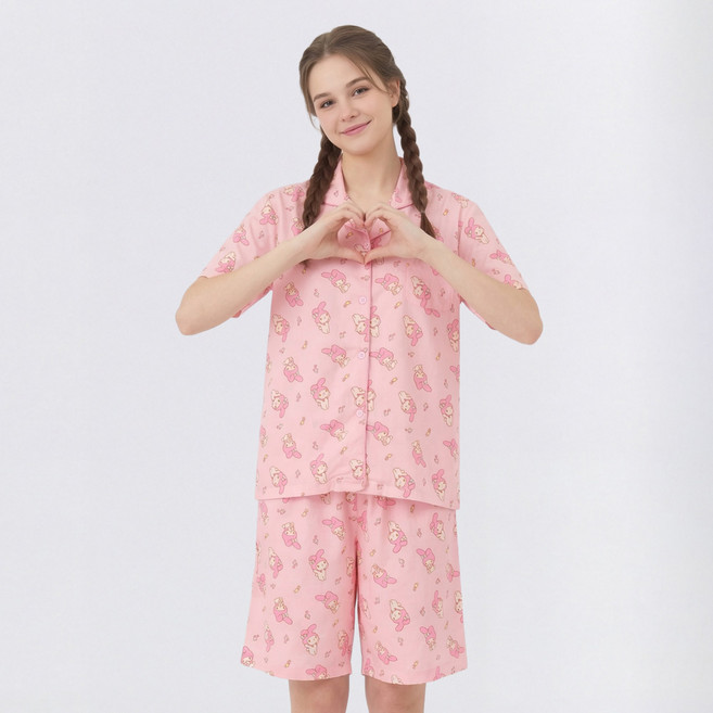 프리미에팜 산리오캐릭터즈 레이온 5부 파자마 상하의 세트