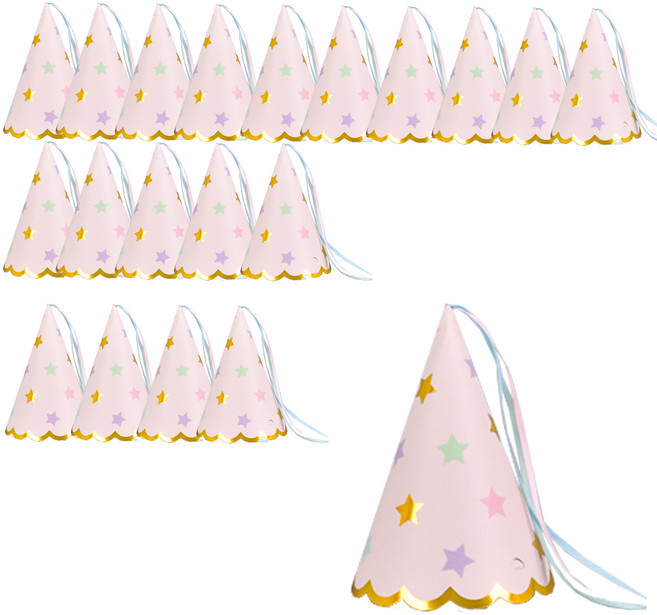 파티쇼 마카롱 파티 고깔 모자 소형, 라이트핑크, 20개