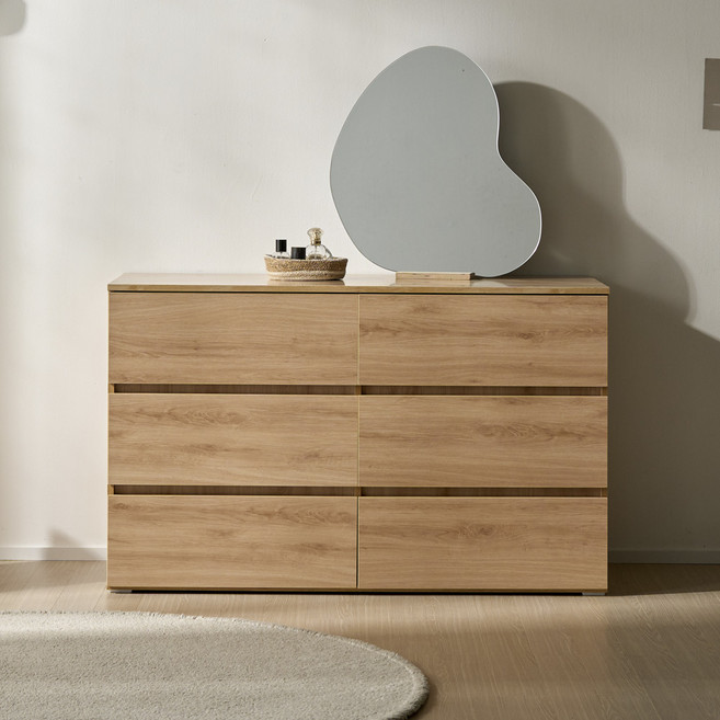 베이지메이트 리네아 서랍장 와이드 3단 6칸 방문설치, 오크, 6개