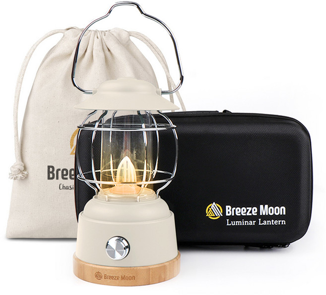 브리즈문 루미나르 감성 캠핑 랜턴+하드케이스+파우치, 크림베이지, 1세트