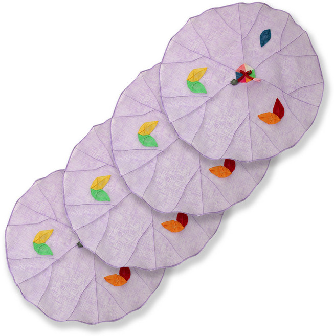 해피툴 나뭇잎 모시 조각 밥상보 퍼플, 4개