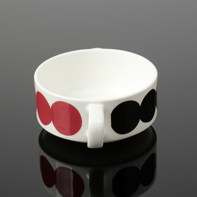 도매토피아 메이드 도자기 수프그릇, 블랙 + 레드, 1개