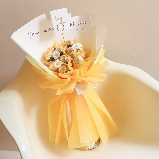 아스파시아 해피 데이지 페레로로쉐 12T 꽃다발, 오렌지