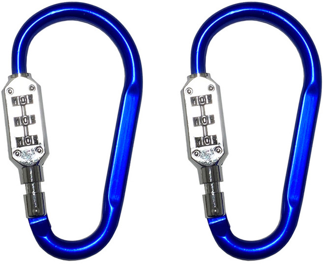 트래블큐브 컬러 잠금 카라비너 3 다이얼 자물쇠 소형 블루, 2개