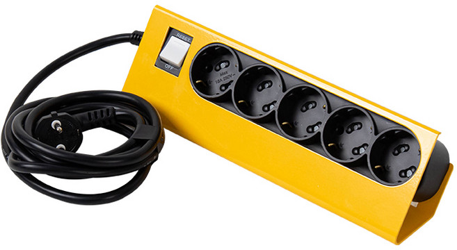 바나코 이지 픽스 데스크 멀티 플러그 5구, 1개, 2m, 옐로우