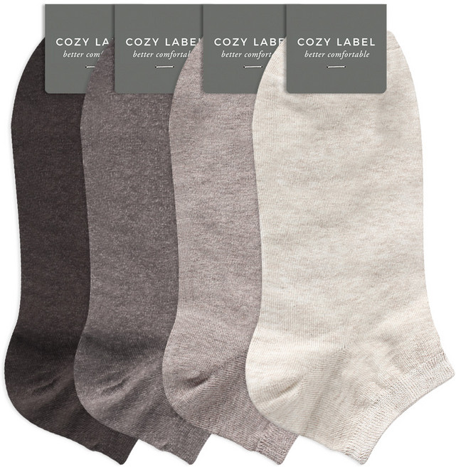 코지라벨 남성용 사계절 신기 좋은 컬러 무지 발목 양말 4켤레 세트