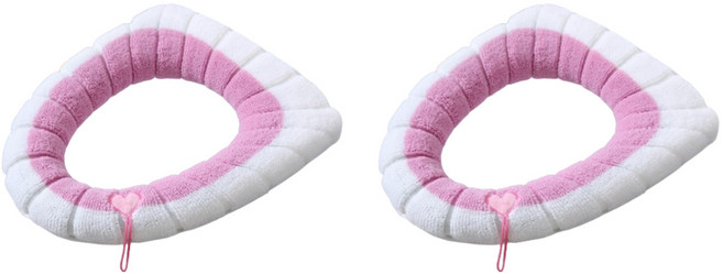 정상아이앤 뽀글이 극세사 쿠션 보온 변기 시트, 핑크, 2개