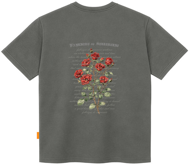 L.LAMO 男女通用 Rose Loose 短袖T恤, 深灰色