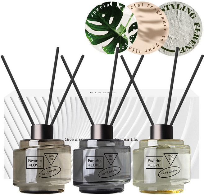 플렌느 트위스트 디퓨저 200ml + 디자인 코스터 세트, 화이트 코튼, 3개