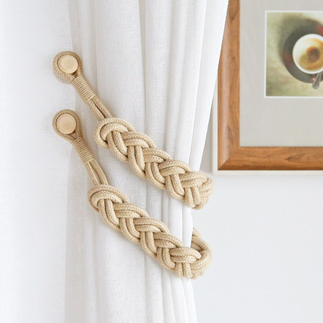 데코토닉 내추럴 로프 자석 타이백 36 x 4 cm, 베이지, 2개