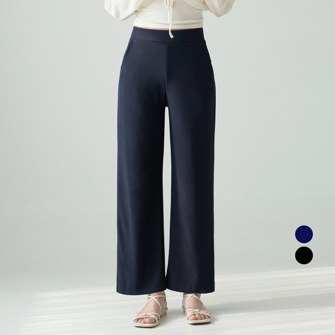 Cotton Closet 女款日常彈性鬆緊帶寬版西裝褲