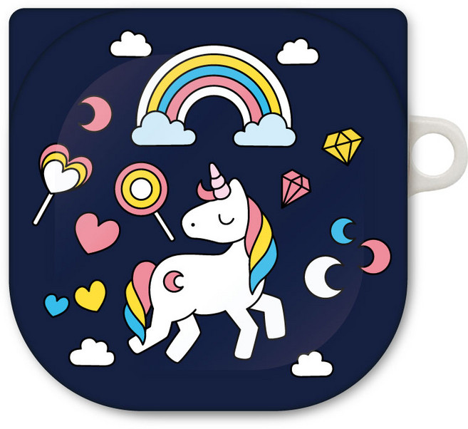 프루그나 디자인 아기자기 유니콘 갤럭시 버즈 프로 / 라이브 / 버즈2 케이스, 네이비, 1개