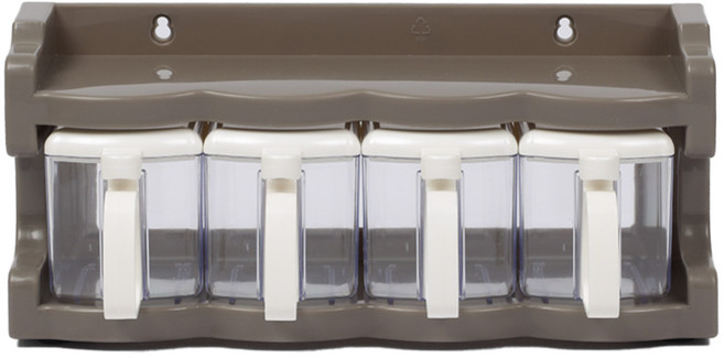 플라코 홈 원터치 투명 양념통 세트 딥그레이, 양념통 4p + 양념통 거치대, 1세트