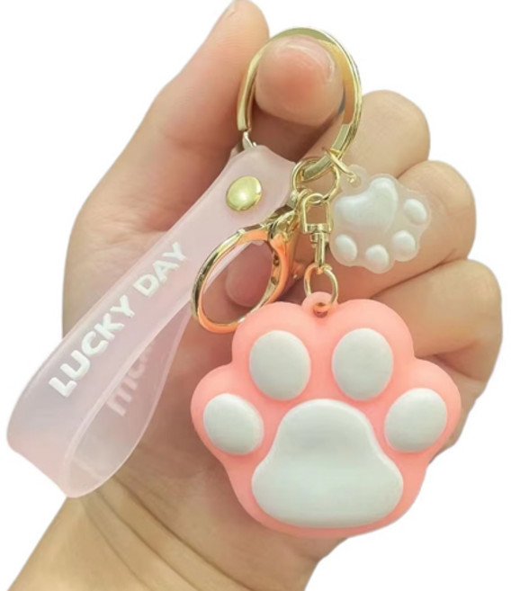 호후 귀여운 고양이 발바닥 키링, 핑크, 1개
