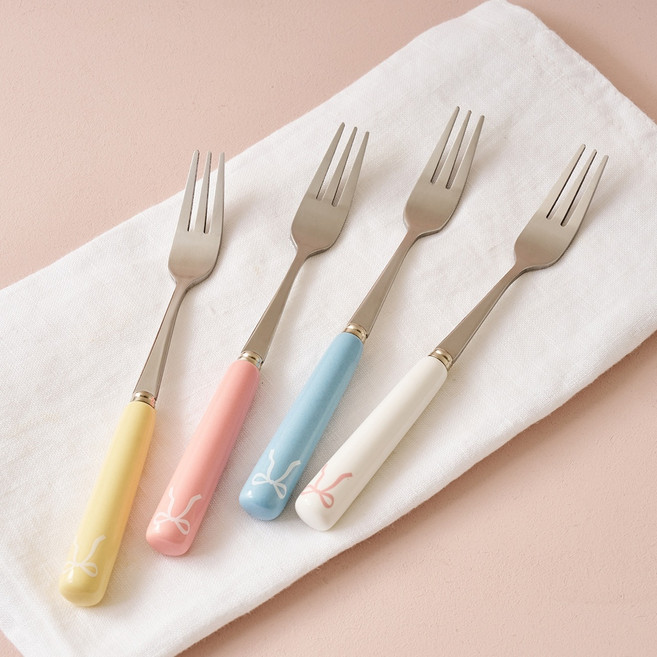 모던하우스 슈가타르트 리본 세라믹 티포크 4종 세트, 혼합색상, 1세트