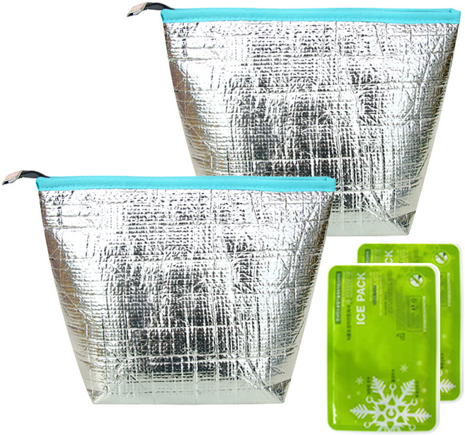 Bag in Bag 深度保溫保冷兩用袋 x 2 + 冰袋 x 2, 1組, 銀色