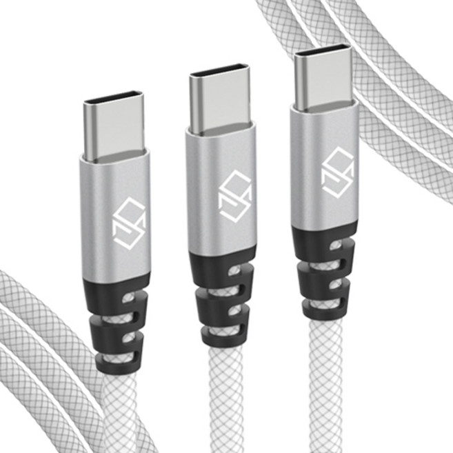 신지모루 메쉬 C타입 고속충전 케이블, 3m, 화이트, 3개