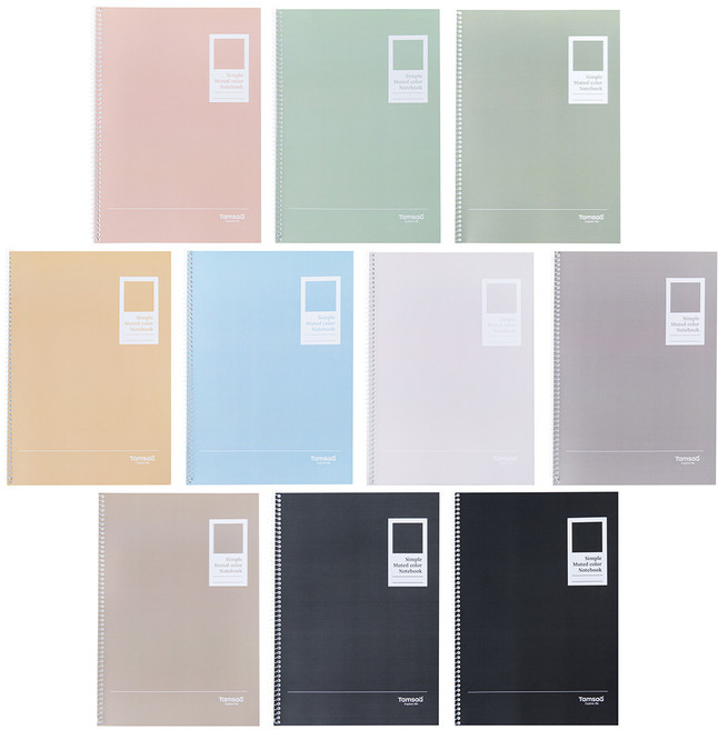Tamsaa One Ring 簡約霧面彩色線圈衡線筆記本, 10本, 霧面線圈