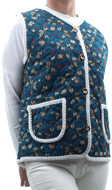 AONE FASHION 花朵口袋鋪棉防寒醃泡菜背心