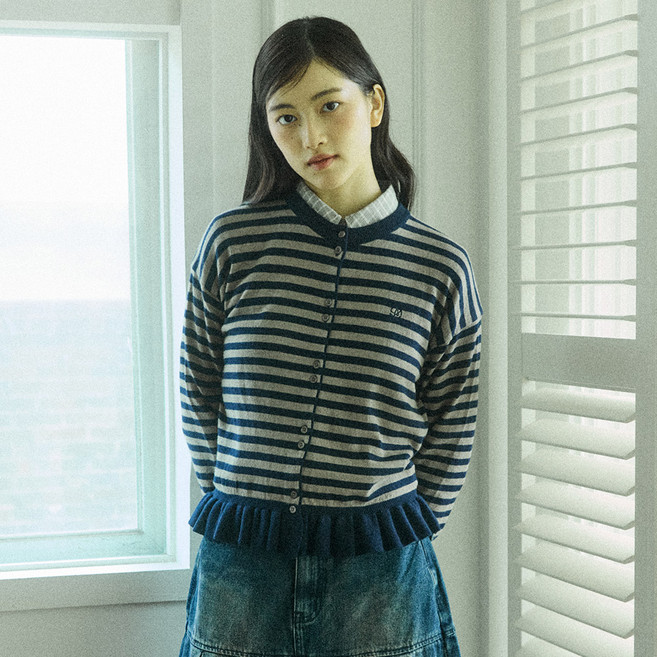 꼬모니노즈 원더플레이스 여성용 W STRIPE FRILL CARDIGAN WN246THSCZ21