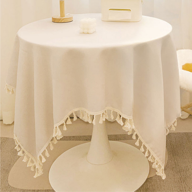 GUNU 감성 홈카페 식탁 테이블보, 아이보리, 1개, 90 x 90 cm