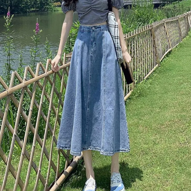 PEONIST 傘狀丹寧牛仔長裙