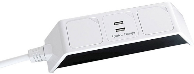 네모탭 일반충전 2구 A타입 SY-NA2 USB 2, 3m, 모던화이트, 1개