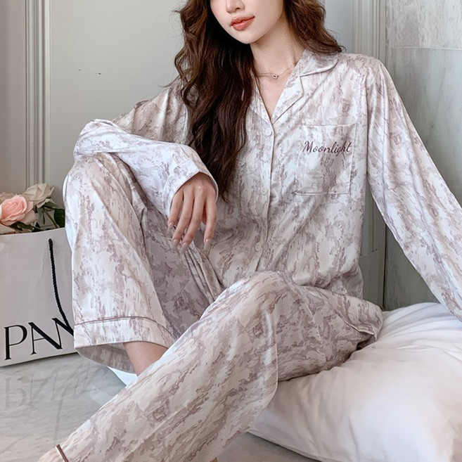 Anna&Co 女款絲質長袖睡衣上下套裝