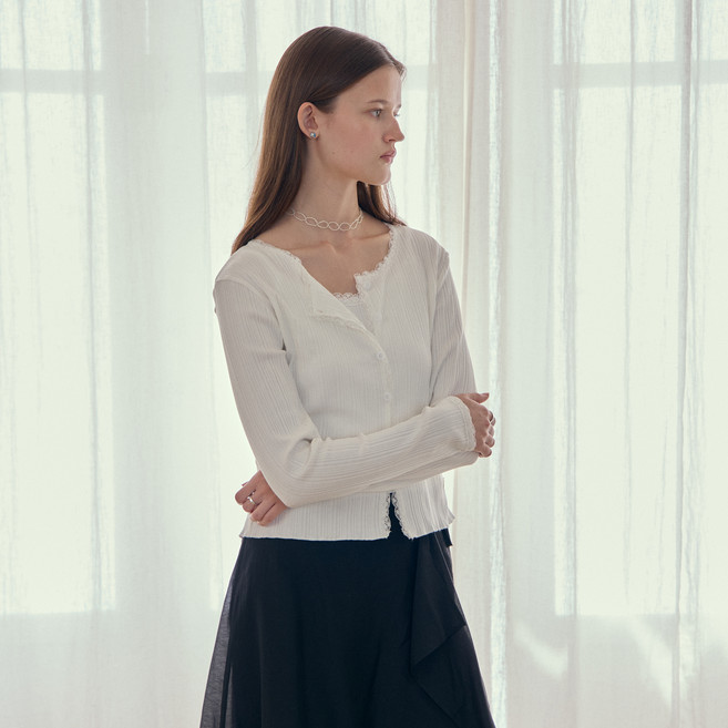 쥬시쥬디 여성용 골지져지 가디건 + 탑 세트 JZTS029A