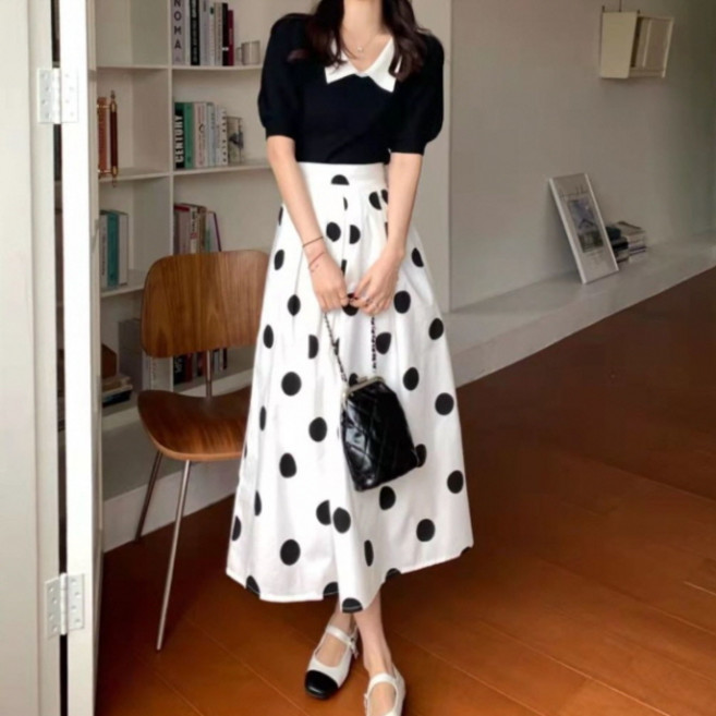 피어니스트 헵번 도트 롱 원피스 빅사이즈 포함
