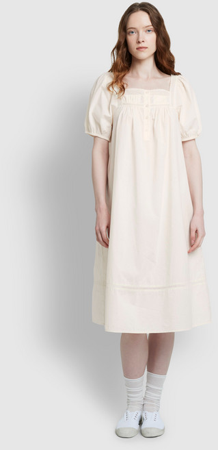 JAJU 여성용 아일렛 반팔 파자마 원피스