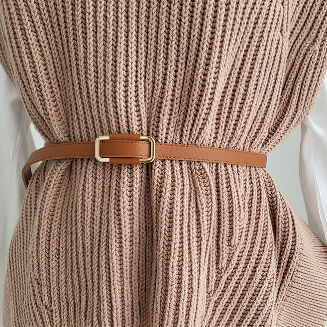 Vavisoo Candies 金色簡約無孔細版腰帶