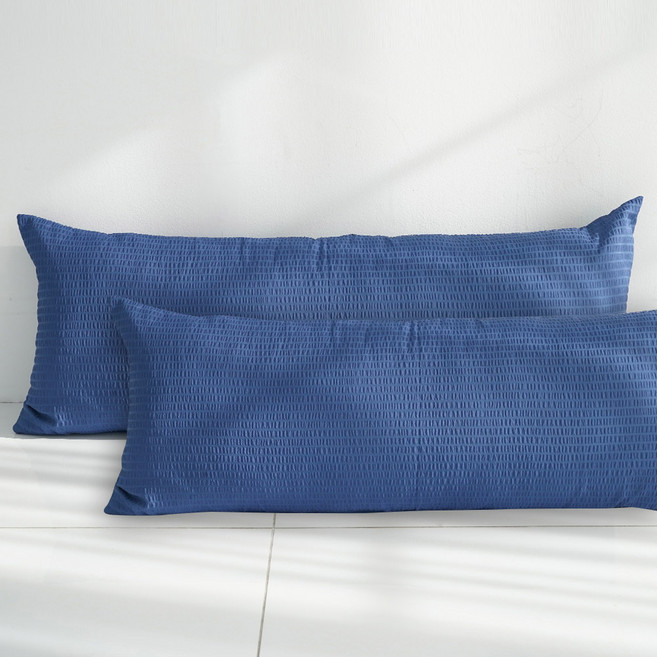 스코홈 냉감 시어서커 긴 베개커버 2p, 심쿵네이비