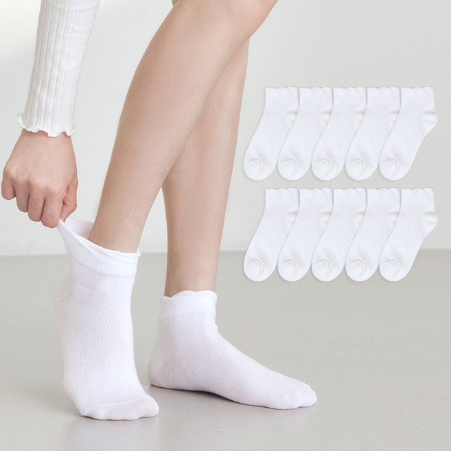 싹스윕 여성용 프리미엄 무압박 무지 단목 양말 10켤레