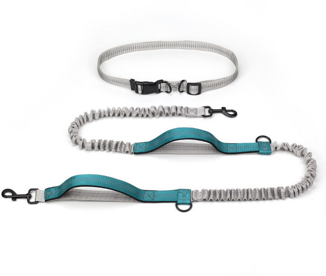 강아지 무라펫 핸즈프리 산책 더블밴드 충격완화 리드줄, 그린, 1개