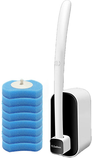 BangJiaShi 幫家適 壁掛馬桶刷組 附一次性馬桶刷頭 海洋8個, 黑色, 1組