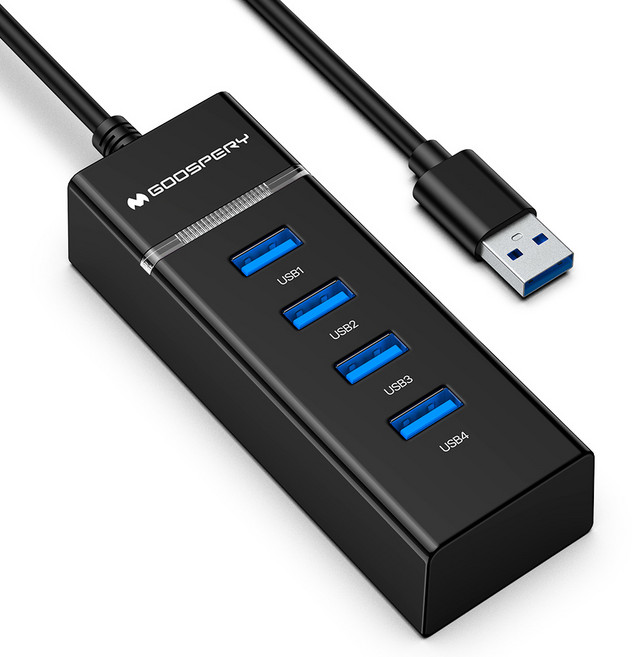 구스페리 USB 3.0 4포트 멀티허브 무전원, 블랙, 1개