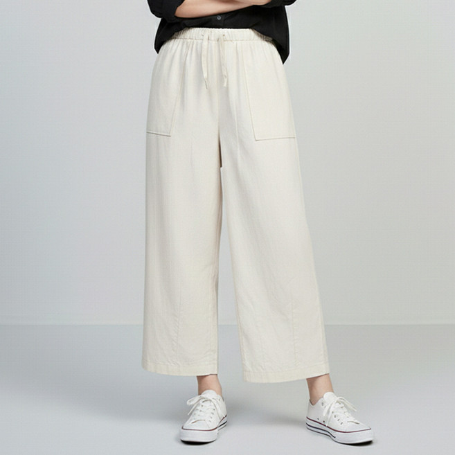 인피어스 여성용 빅사이즈 빅포켓 와이드 밴딩 팬츠 I263-0378